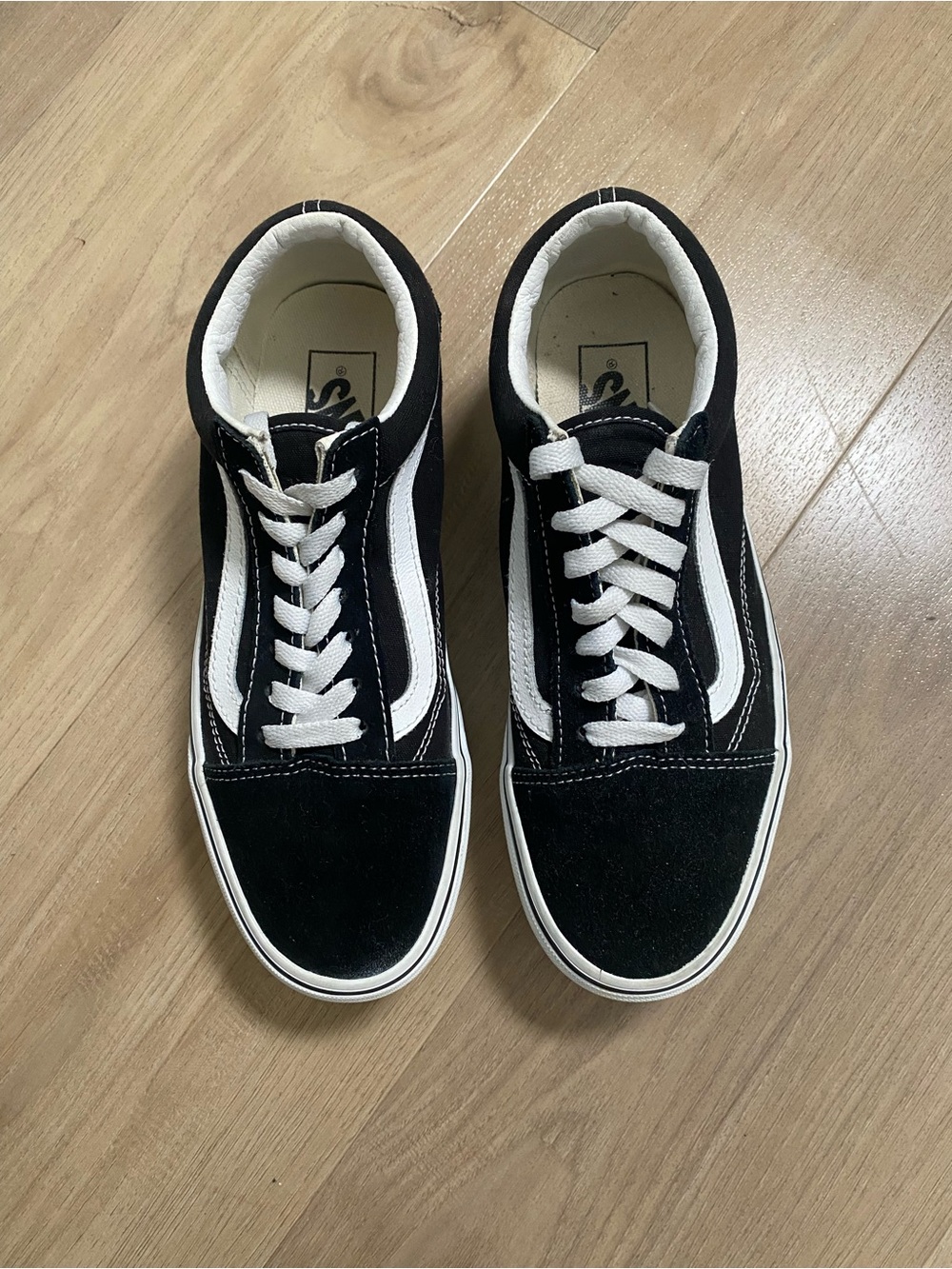 Vans Old Skool Stackform Suede Canvas Black White Platform Sneakers Size 7.5 - Picture 3 of 13